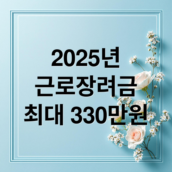 2025년
근로장려금
최대 330만원 (2025년 근로장려금)
