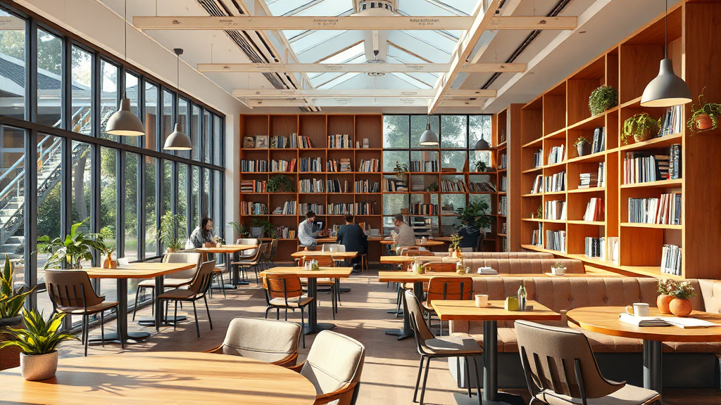 집중력을 높이는 스터디카페의 공간 구성 (realistic 스타일)