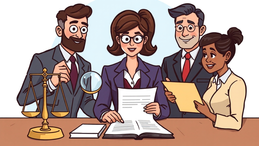 변호사 선임 시 고려사항 (cartoon 스타일)
