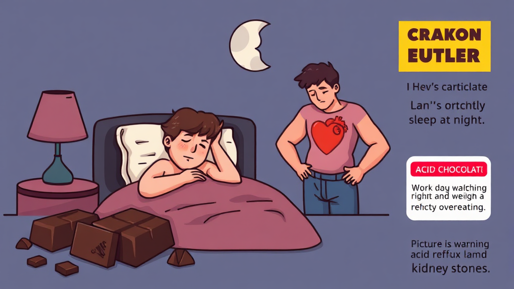 다크 초콜릿의 숨겨진 위험성: 부작용과 주의사항 (illustration 스타일)