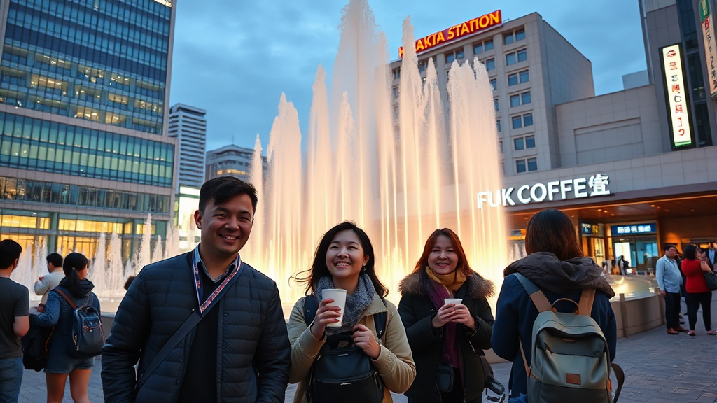 주변 맛집 및 쇼핑 정보 (realistic 스타일)