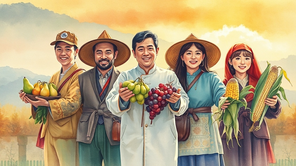 지역 경제 활성화: 농가 및 소상공인 (watercolor 스타일)