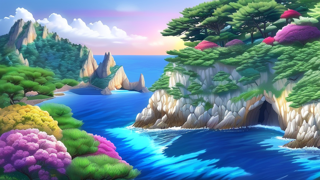 거제 필수 코스: 외도 탐험 (realistic 스타일)