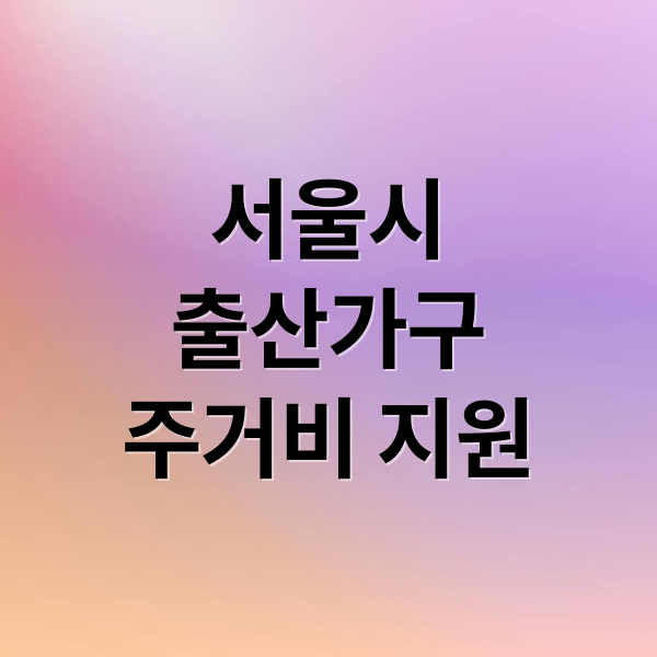 서울시
출산가구
주거비 지원 (서울시 무주택 출산가구 주거비 30만원)