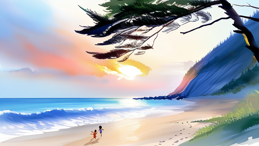 고창 동호해수욕장 방문 정보 (watercolor 스타일)