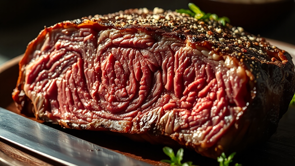 겉바속촉 스테이크 굽기 (realistic 스타일)