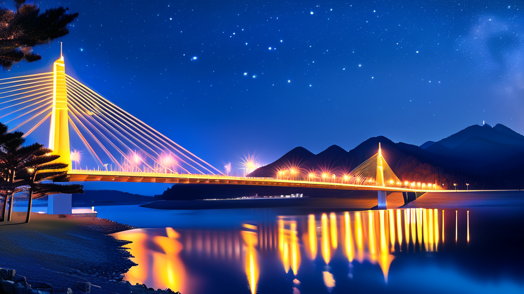 황홀한 보현산댐 출렁다리 야경 감상하기 (realistic 스타일)