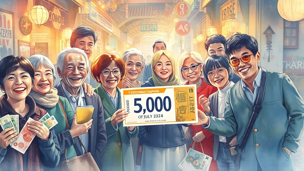 소비쿠폰 정책 핵심은? (watercolor 스타일)