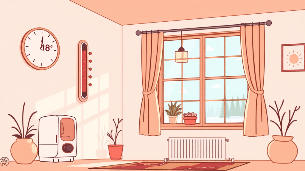 실내 적정 온도 유지 및 관리 (illustration 스타일)