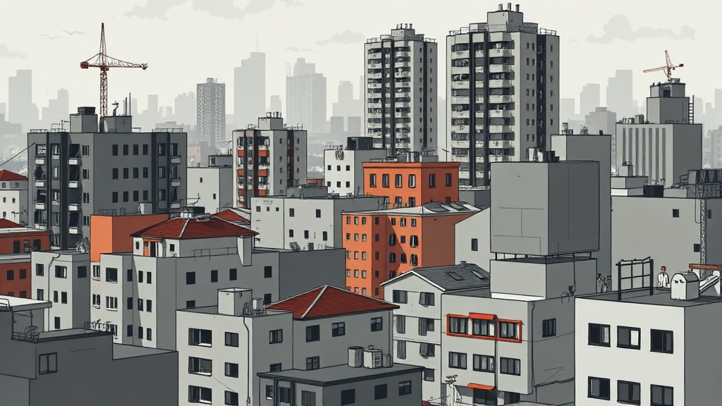 복잡한 부동산 시장 상황 (illustration 스타일)