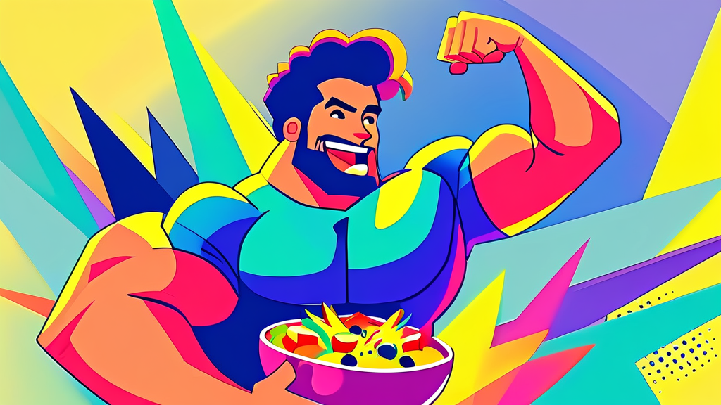 다이어트 성공을 위한 단백질 섭취의 중요성 (cartoon 스타일)