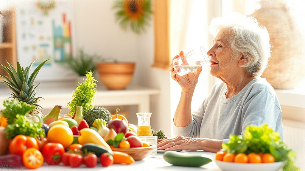 식습관과 노화의 관계 (watercolor 스타일)
