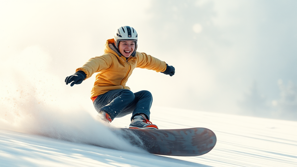 최가온의 시작: 어린 시절부터 스노보드와 사랑에 빠지다 (watercolor 스타일)