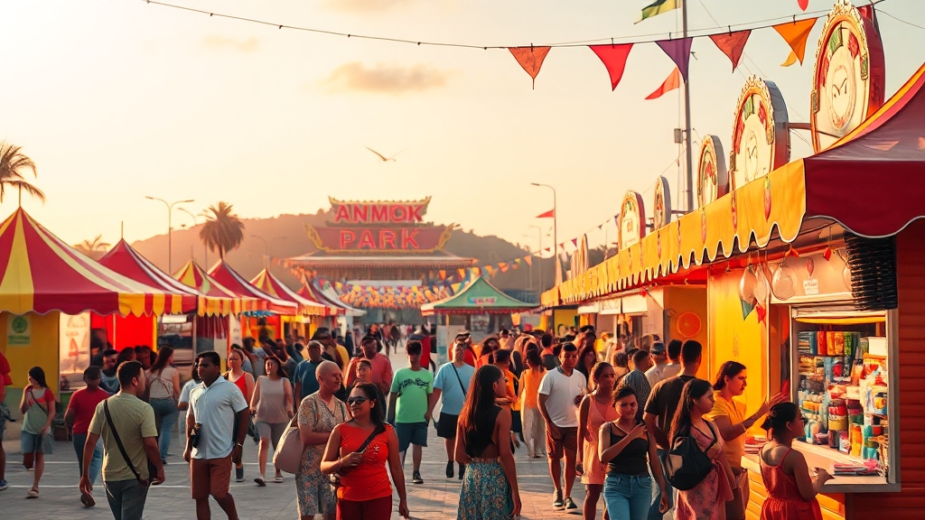 축제장 구성 및 시설 (realistic 스타일)