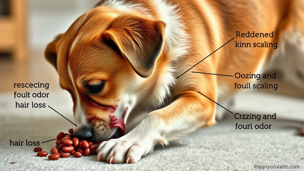 강아지 피부병, 집에서 확인할 수 있는 주요 증상들 (realistic 스타일)