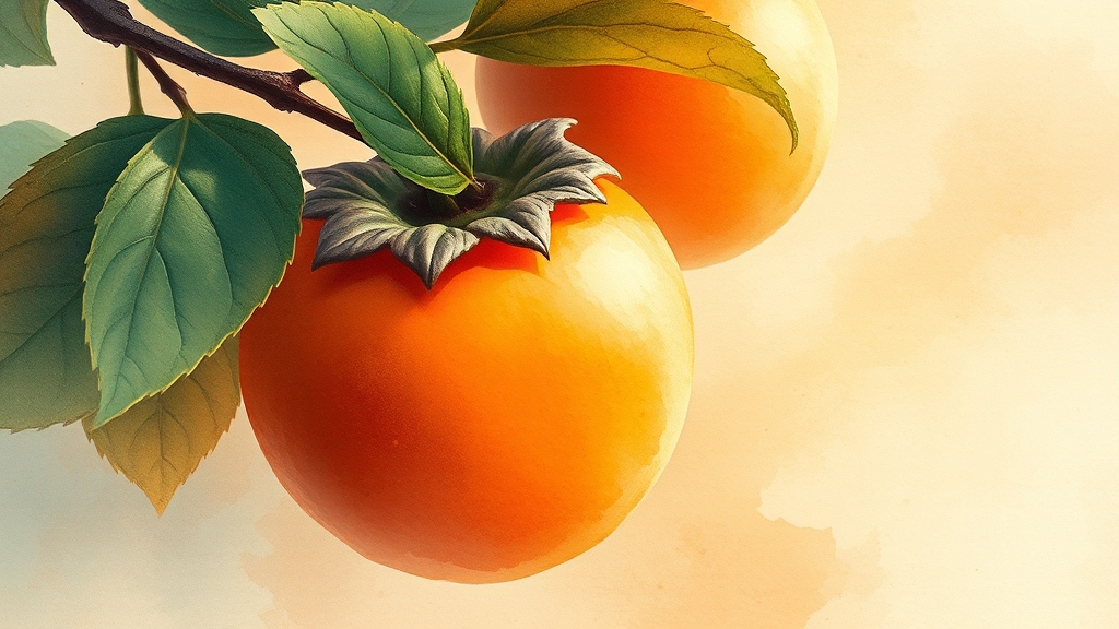 단감 효능 핵심 요약 (watercolor 스타일)