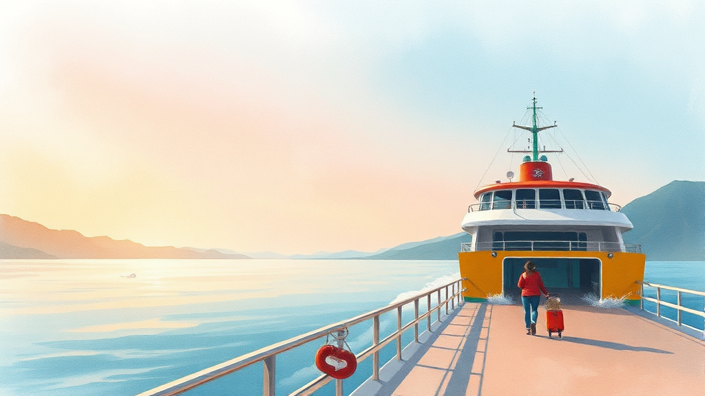 배편 예약부터 승선까지, 완벽 가이드 (watercolor 스타일)