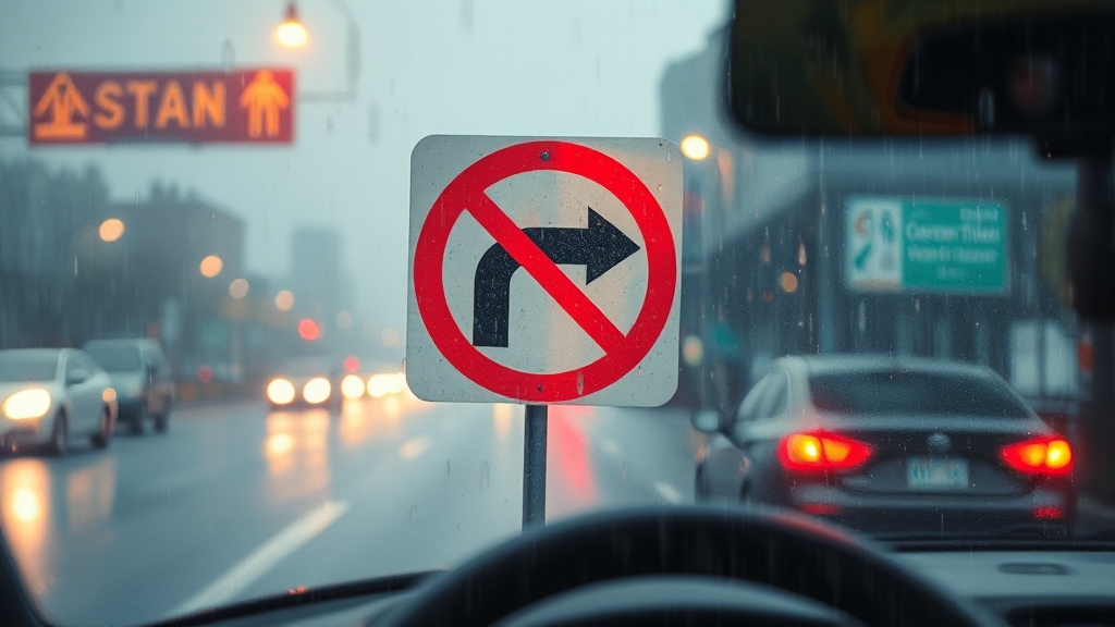 불법유턴 단속 및 법규 (watercolor 스타일)