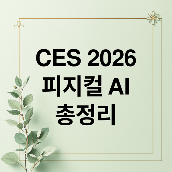 CES 2026
피지컬 AI
총정리 (CES 2026 피지컬 AI)