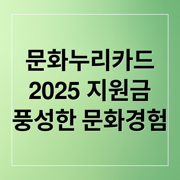 문화누리카드
2025 지원금
풍성한 문화경험 (문화누리카드 사용기간 사용처)