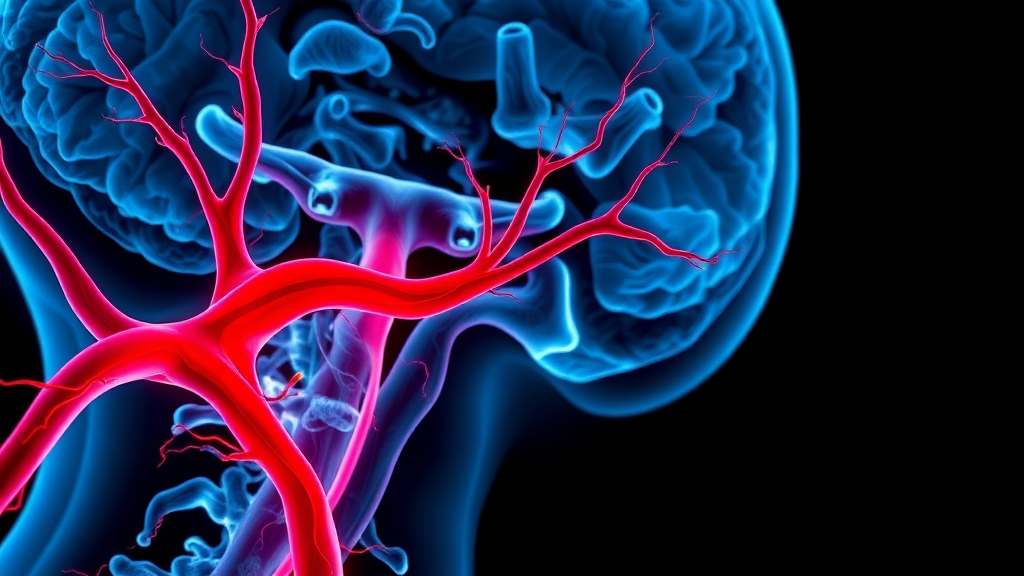 경동맥 협착과 뇌졸중 관계 (realistic 스타일)