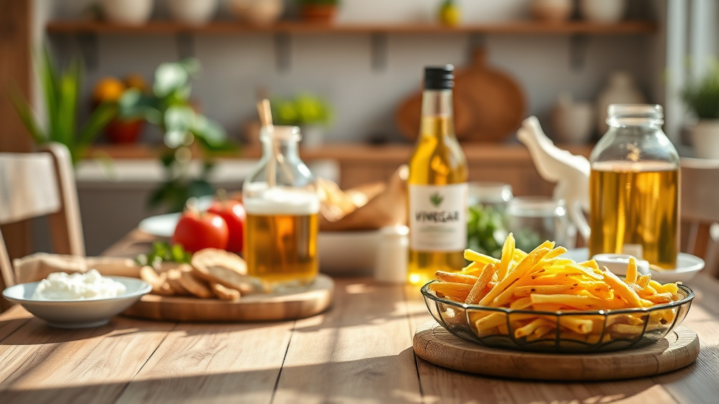 탄수화물 섭취 시 식초 활용법 (realistic 스타일)