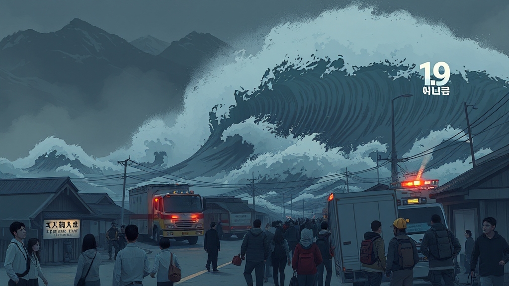 한반도 영향, 지진·쓰나미 대비 (illustration 스타일)