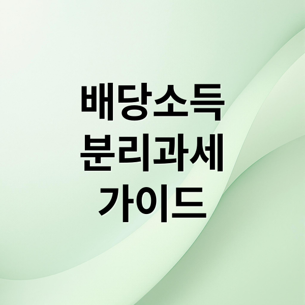 배당소득
분리과세
가이드 (배당소득 분리과세 투자 방법)
