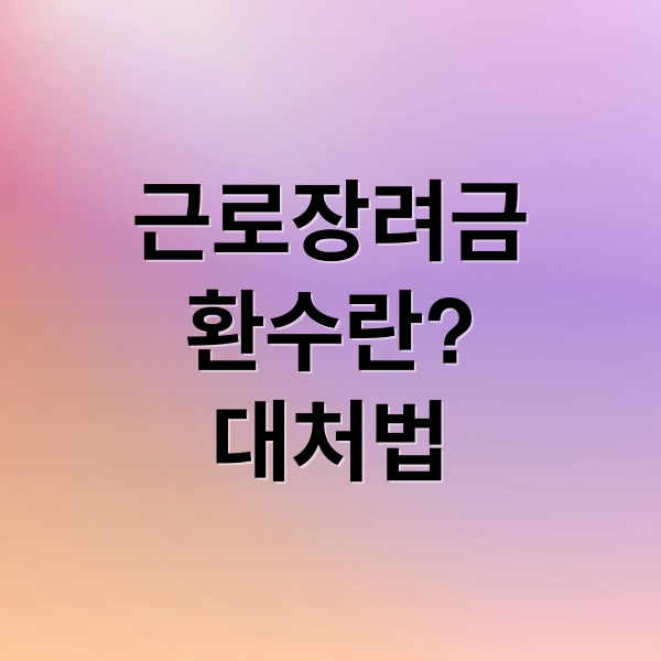 근로장려금 환수란? 대처법
