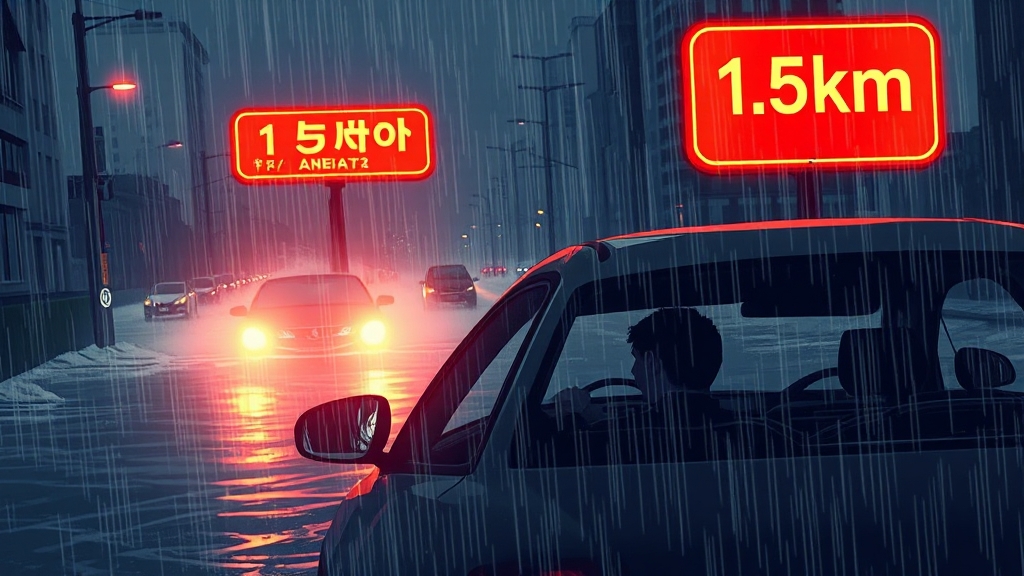 홍수경고 서비스 핵심 기능 (illustration 스타일)