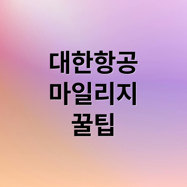 대한항공
마일리지
꿀팁 (대한항공 마일리지)