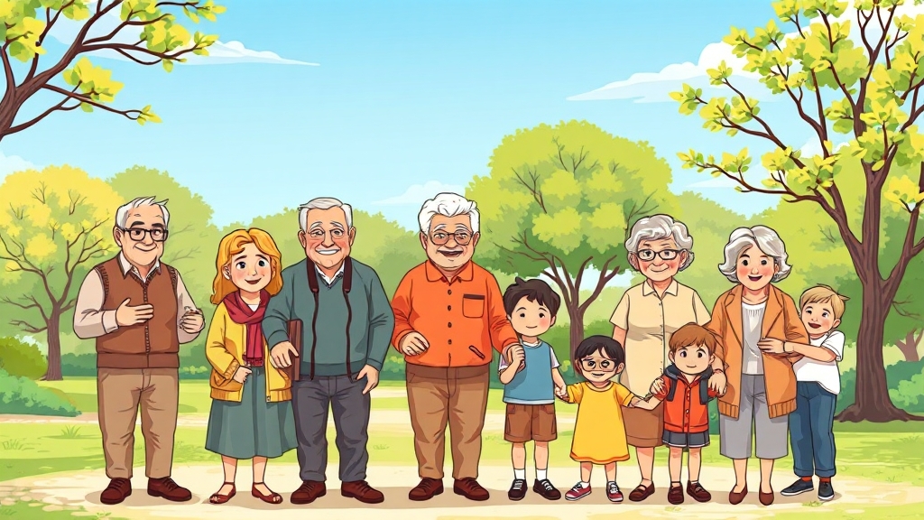 치매안심센터 주요 기능 (cartoon 스타일)