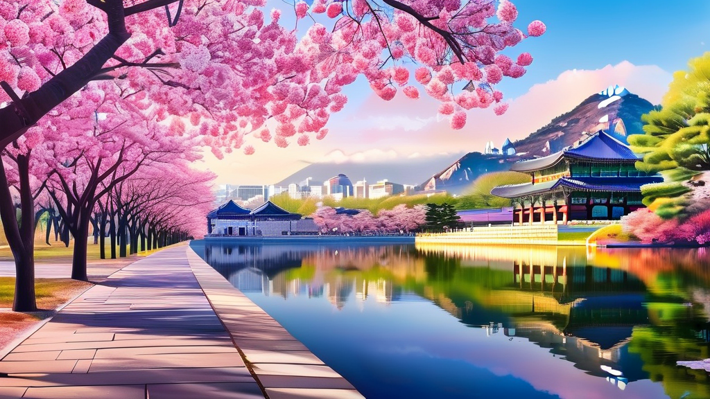 서울 벚꽃 명소 베스트 5 (realistic 스타일)