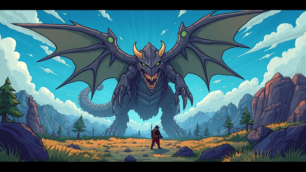 새로운 몬스터와 생태계 변화 (cartoon 스타일)