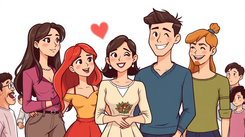 출연진들의 첫인상과 매력 분석 (cartoon 스타일)