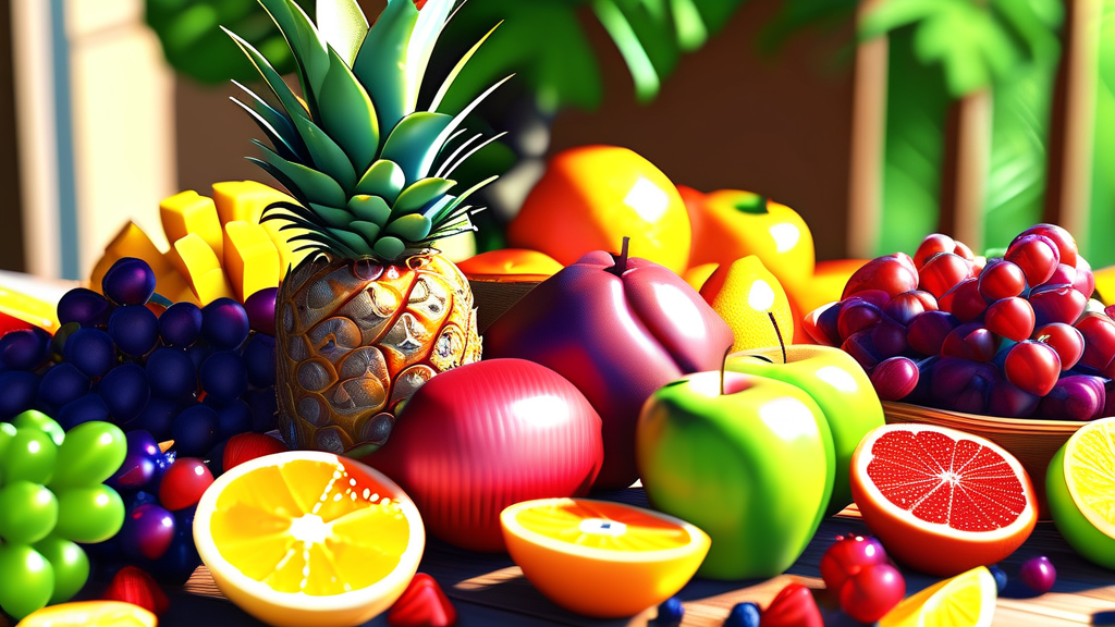 색깔별 보물찾기: 항산화 성분 풍부한 식품 가이드 (realistic 스타일)