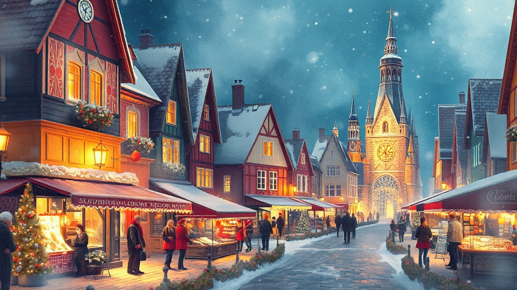 루덴시아 크리스마스 축제 개요 (watercolor 스타일)