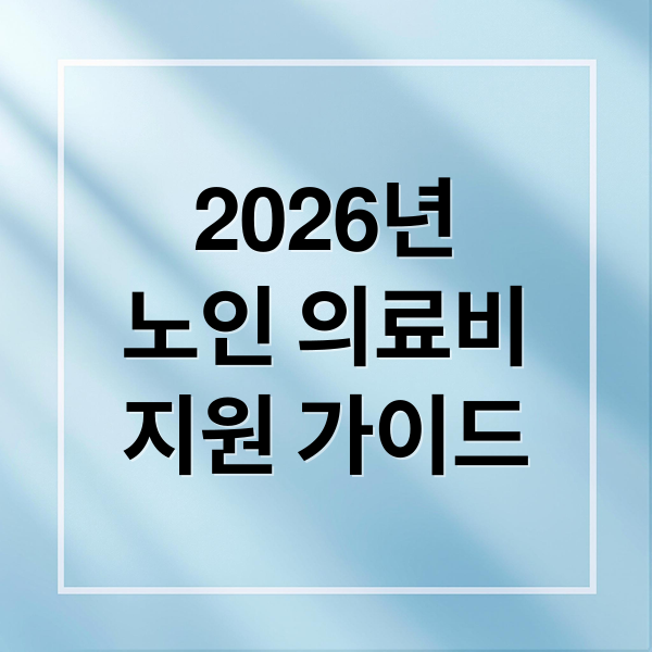 2026년
노인 의료비
지원 가이드 (노인 의료비 지원 신청 방법 완벽 정리 가이드)