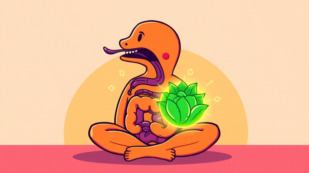 입냄새, 위장 문제 연관 (cartoon 스타일)