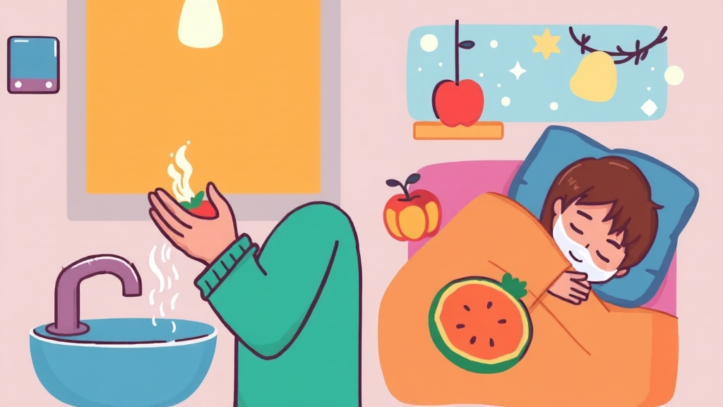 독감 예방, 생활 습관도 중요! (cartoon 스타일)