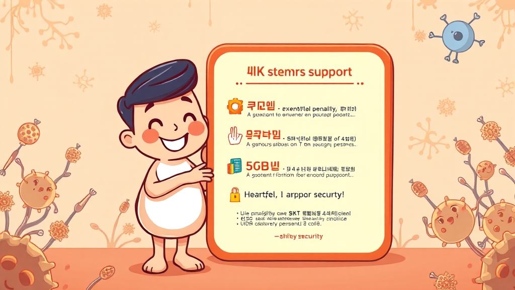 SKT 고객 지원 및 추가 혜택 (cartoon 스타일)
