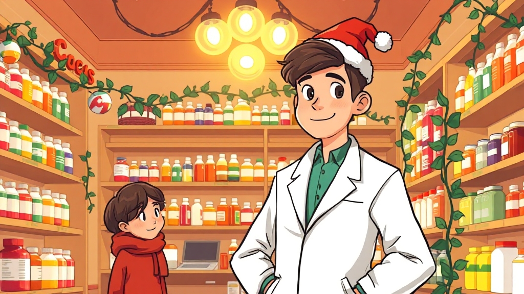 휴일 약국에서 가능한 서비스 (cartoon 스타일)