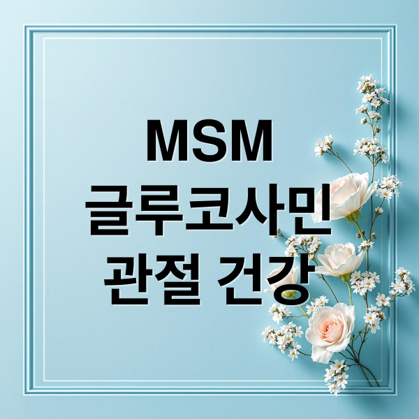 MSM
글루코사민
관절 건강 (MSM 관절 시너지 2배)