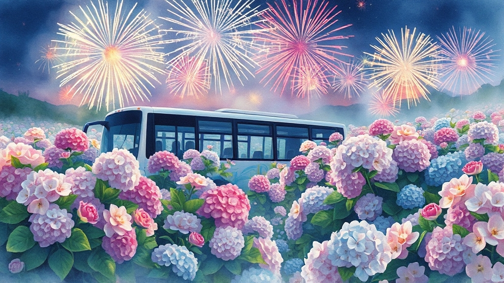 장생포 수국축제 핵심 정보 (watercolor 스타일)