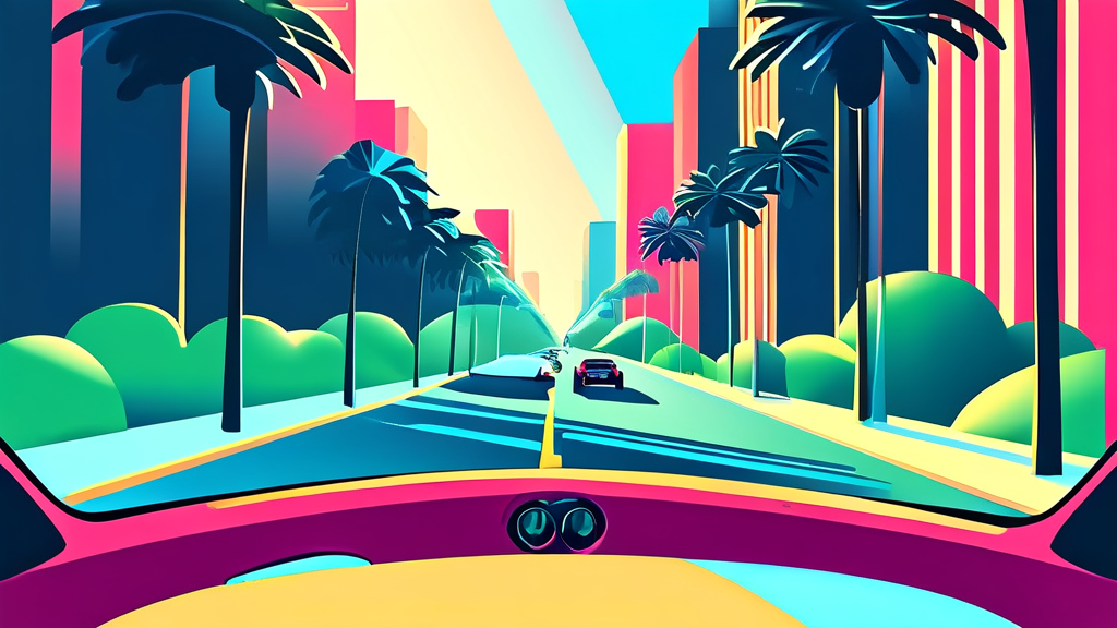 운전 중 휴대폰 두 대, 어떻게 활용해야 편리할까? (illustration 스타일)