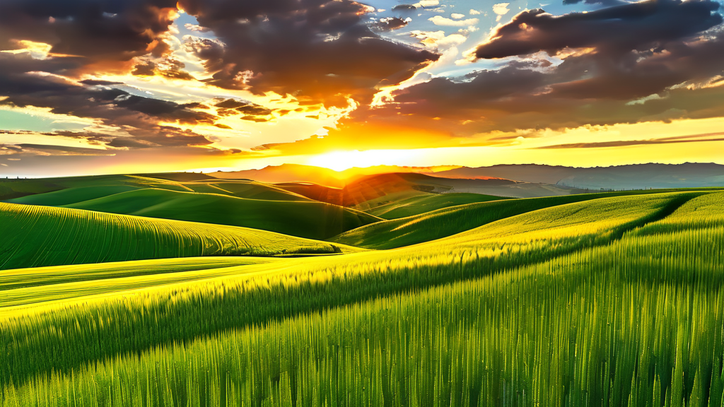 청보리밭 절정 시기 및 아름다운 풍경 (realistic 스타일)