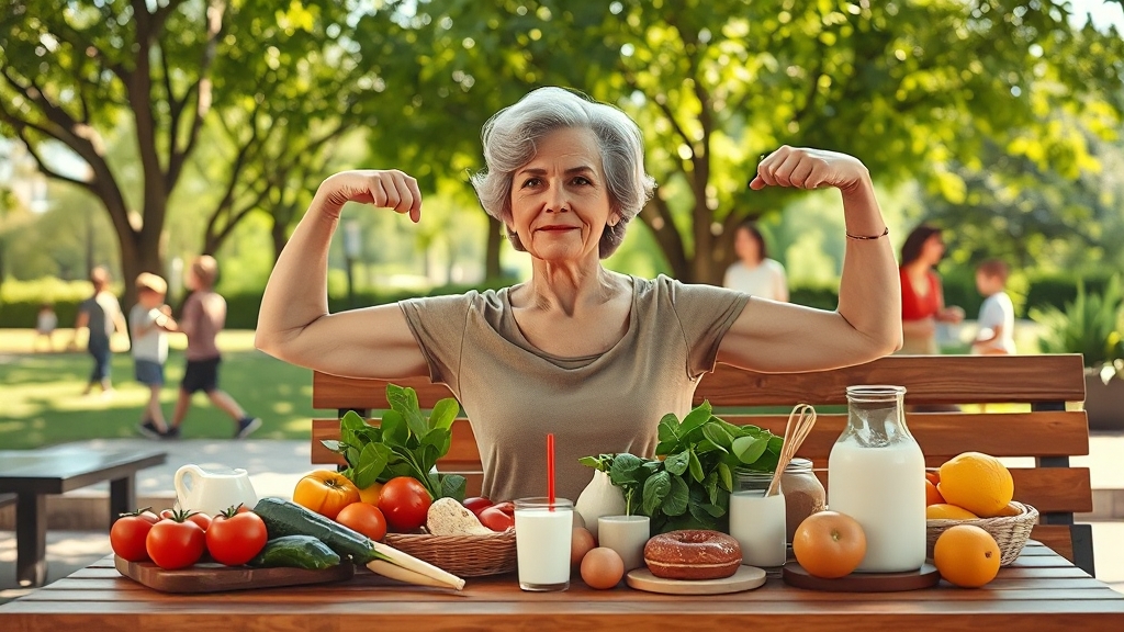 50대 필수 영양제 가이드: 뼈, 관절, 눈 건강 한번에 챙기기 3 뼈 건강, 칼슘과 비타민 D로! (realistic 스타일)