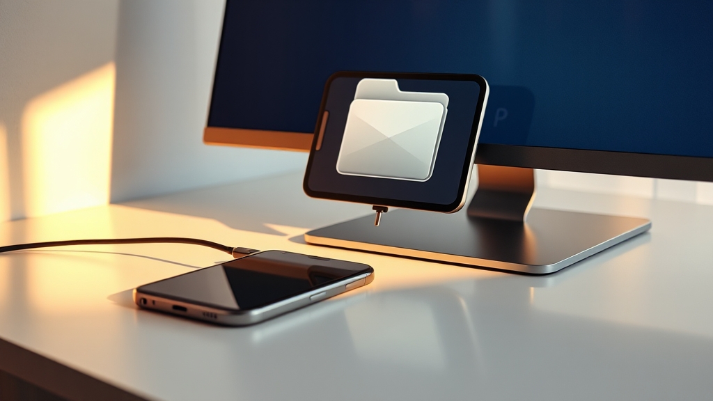 USB 케이블로 간편하게 전송 (realistic 스타일)