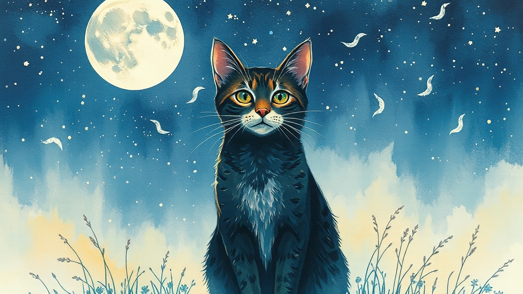 고양이 꿈, 흔한 의미는? (watercolor 스타일)