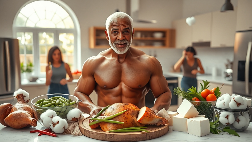 근육 & 체력 유지의 핵심, 단백질 (realistic 스타일)